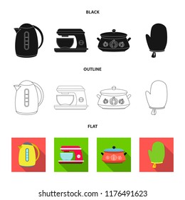 Vector illustration of kitchen and cook icon. Collection of kitchen and appliance stock vector illustration.