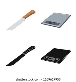 Vector illustration of kitchen and cook icon. Collection of kitchen and appliance stock symbol for web.