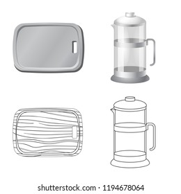 Vector illustration of kitchen and cook icon. Set of kitchen and appliance stock symbol for web.