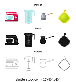 Vector illustration of kitchen and cook icon. Set of kitchen and appliance stock symbol for web.