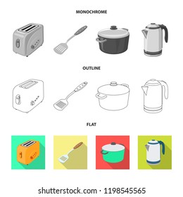 Vector illustration of kitchen and cook icon. Collection of kitchen and appliance vector icon for stock.