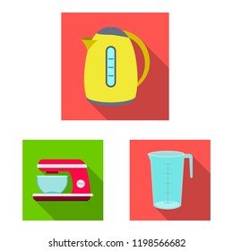 Vector illustration of kitchen and cook icon. Collection of kitchen and appliance vector icon for stock.