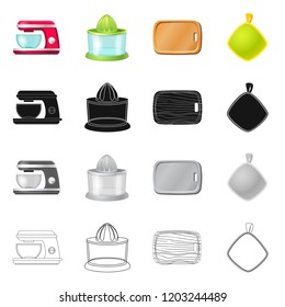 Vector illustration of kitchen and cook icon. Collection of kitchen and appliance stock symbol for web.