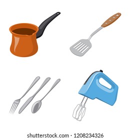 Vector illustration of kitchen and cook icon. Set of kitchen and appliance vector icon for stock.