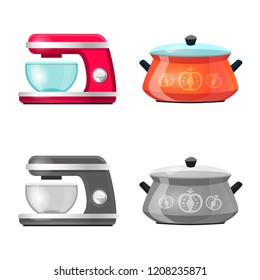 Vector illustration of kitchen and cook icon. Collection of kitchen and appliance stock vector illustration.