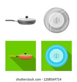 Vector illustration of kitchen and cook icon. Set of kitchen and appliance vector icon for stock.