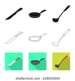 Vector illustration of kitchen and cook icon. Set of kitchen and appliance vector icon for stock.
