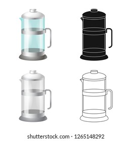 Vector illustration of kitchen and cook icon. Set of kitchen and appliance stock symbol for web.