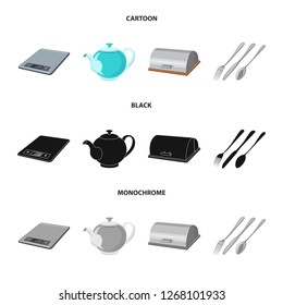Vector illustration of kitchen and cook icon. Set of kitchen and appliance vector icon for stock.