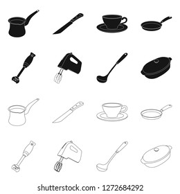 Vector illustration of kitchen and cook icon. Set of kitchen and appliance stock vector illustration.