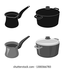 Vector illustration of kitchen and cook icon. Set of kitchen and appliance stock vector illustration.