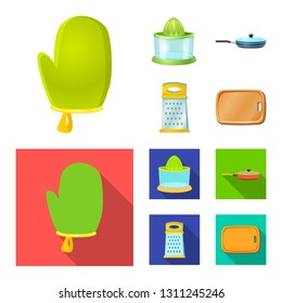 Vector illustration of kitchen and cook icon. Set of kitchen and appliance stock vector illustration.