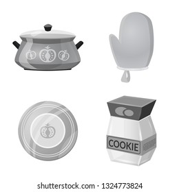 Vector illustration of kitchen and cook icon. Collection of kitchen and appliance vector icon for stock.