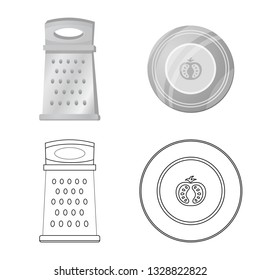 Vector illustration of kitchen and cook icon. Collection of kitchen and appliance stock vector illustration.