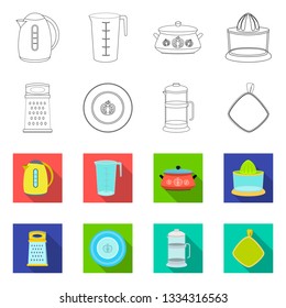 Vector illustration of kitchen and cook icon. Set of kitchen and appliance stock vector illustration.