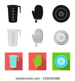 Vector illustration of kitchen and cook icon. Collection of kitchen and appliance vector icon for stock.