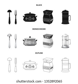 Vector illustration of kitchen and cook icon. Collection of kitchen and appliance stock symbol for web.