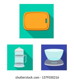 Vector illustration of kitchen and cook icon. Set of kitchen and appliance vector icon for stock.