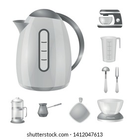 Vector illustration of kitchen and cook icon. Set of kitchen and appliance stock vector illustration.