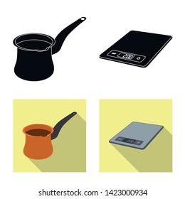 Vector illustration of kitchen and cook icon. Collection of kitchen and appliance vector icon for stock.