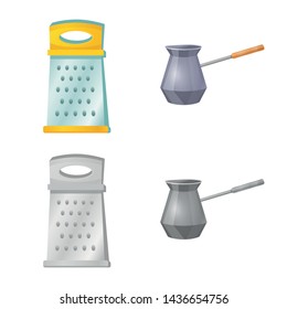 Vector illustration of kitchen and cook icon. Collection of kitchen and appliance vector icon for stock.