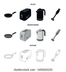 Vector illustration of kitchen and cook icon. Set of kitchen and appliance stock symbol for web.