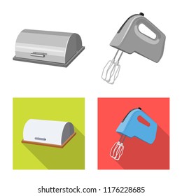 Vector illustration of kitchen and cook logo. Set of kitchen and appliance vector icon for stock.