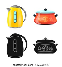 Vector illustration of kitchen and cook logo. Set of kitchen and appliance vector icon for stock.