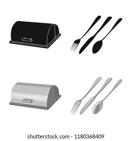 Vector illustration of kitchen and cook logo. Collection of kitchen and appliance vector icon for stock.
