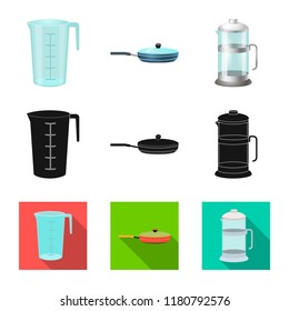 Vector illustration of kitchen and cook logo. Set of kitchen and appliance vector icon for stock.