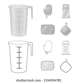 Vector illustration of kitchen and cook logo. Set of kitchen and appliance stock vector illustration.