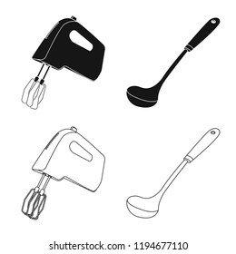 Vector illustration of kitchen and cook logo. Collection of kitchen and appliance stock vector illustration.