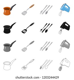 Vector illustration of kitchen and cook logo. Set of kitchen and appliance stock vector illustration.
