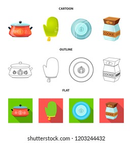 Vector illustration of kitchen and cook logo. Set of kitchen and appliance vector icon for stock.