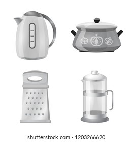 Vector illustration of kitchen and cook logo. Collection of kitchen and appliance vector icon for stock.