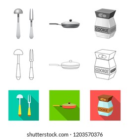 Vector illustration of kitchen and cook logo. Collection of kitchen and appliance vector icon for stock.