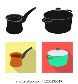 Vector illustration of kitchen and cook logo. Set of kitchen and appliance stock vector illustration.