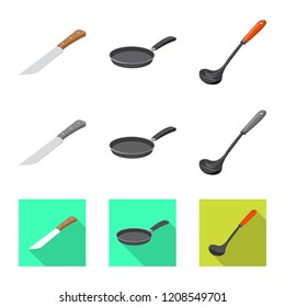 Vector illustration of kitchen and cook logo. Set of kitchen and appliance stock vector illustration.
