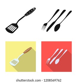 Vector illustration of kitchen and cook logo. Set of kitchen and appliance stock vector illustration.