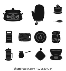 Vector illustration of kitchen and cook logo. Set of kitchen and appliance stock vector illustration.