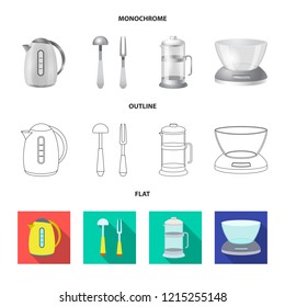 Vector illustration of kitchen and cook logo. Set of kitchen and appliance stock symbol for web.