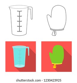 Vector illustration of kitchen and cook logo. Collection of kitchen and appliance vector icon for stock.