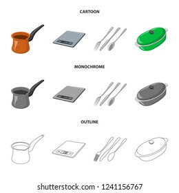 Vector illustration of kitchen and cook logo. Set of kitchen and appliance vector icon for stock.