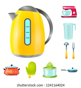 Vector illustration of kitchen and cook logo. Set of kitchen and appliance stock symbol for web.