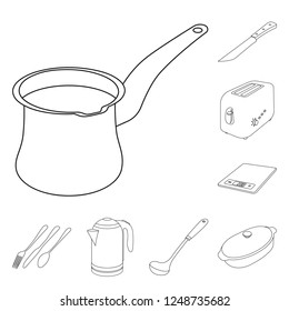 Vector illustration of kitchen and cook logo. Set of kitchen and appliance vector icon for stock.