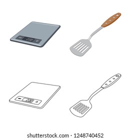 Vector illustration of kitchen and cook logo. Set of kitchen and appliance vector icon for stock.