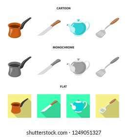Vector illustration of kitchen and cook logo. Set of kitchen and appliance stock symbol for web.
