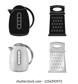 Vector illustration of kitchen and cook logo. Set of kitchen and appliance stock vector illustration.