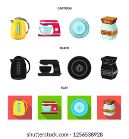 Vector illustration of kitchen and cook logo. Set of kitchen and appliance vector icon for stock.