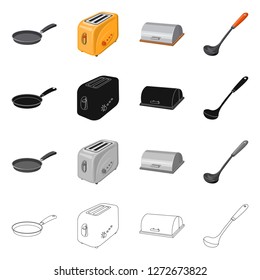 Vector illustration of kitchen and cook logo. Set of kitchen and appliance stock symbol for web.